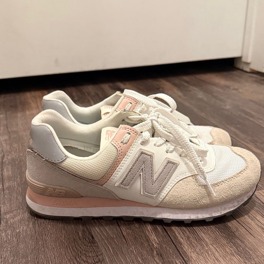 New Balance Beige and Pink Sneakers